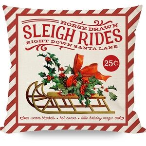 PANDICORN Christmas Pillow Covers Sleigh Rides Santa (Set 2)